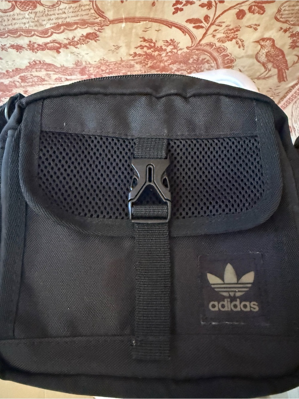 adidas unisex Black Messenger Crossbody Bag with Front Buckle
